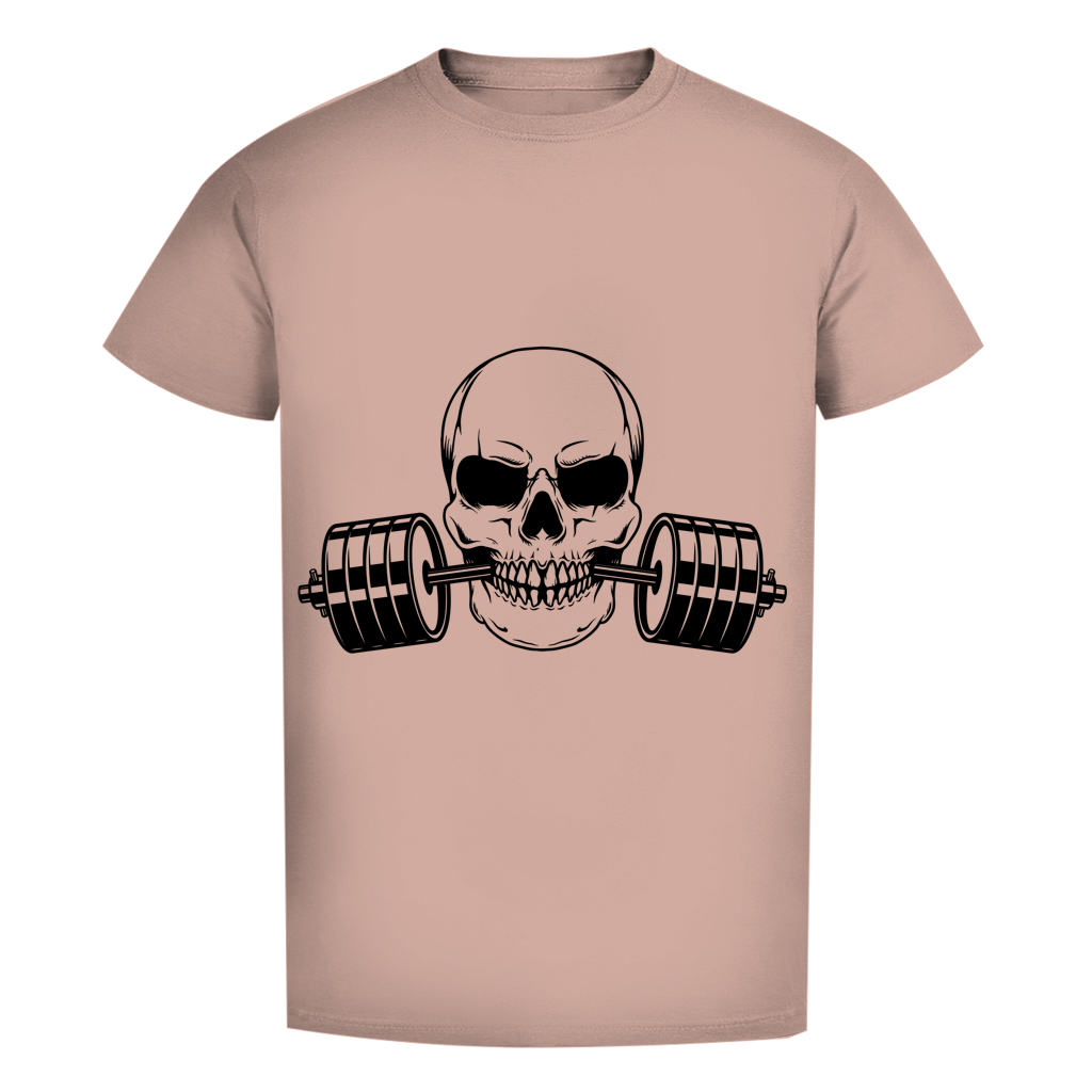 Herren Premium Bio T-Shirt Fitness Totenkopf schwarz