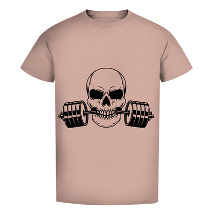 Herren Premium Bio T-Shirt Fitness Totenkopf schwarz