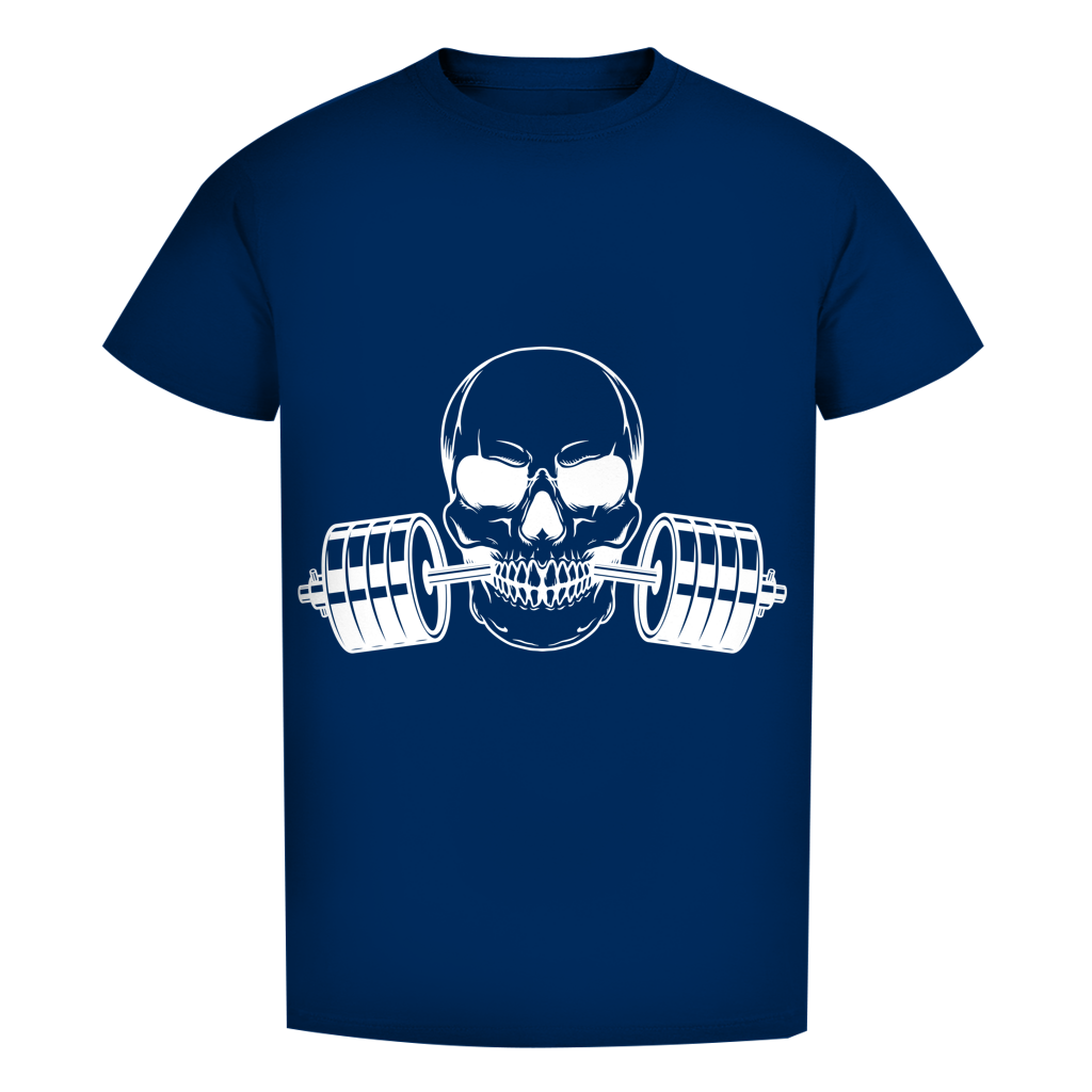 Herren Premium Bio T-Shirt Fitness Totenkopf schwarz