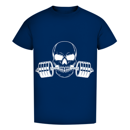 Herren Premium Bio T-Shirt Fitness Totenkopf schwarz