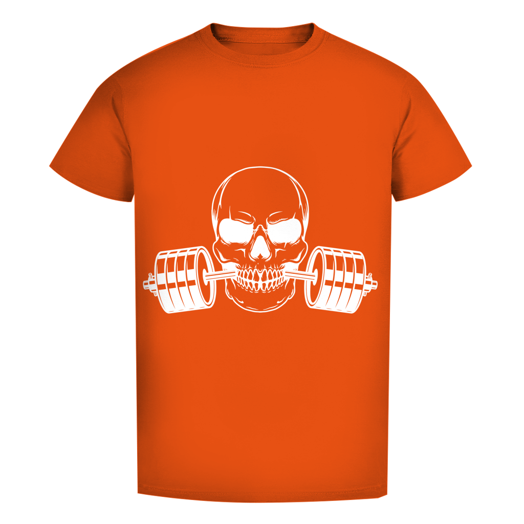 Herren Premium Bio T-Shirt Fitness Totenkopf schwarz