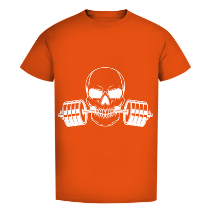 Herren Premium Bio T-Shirt Fitness Totenkopf schwarz