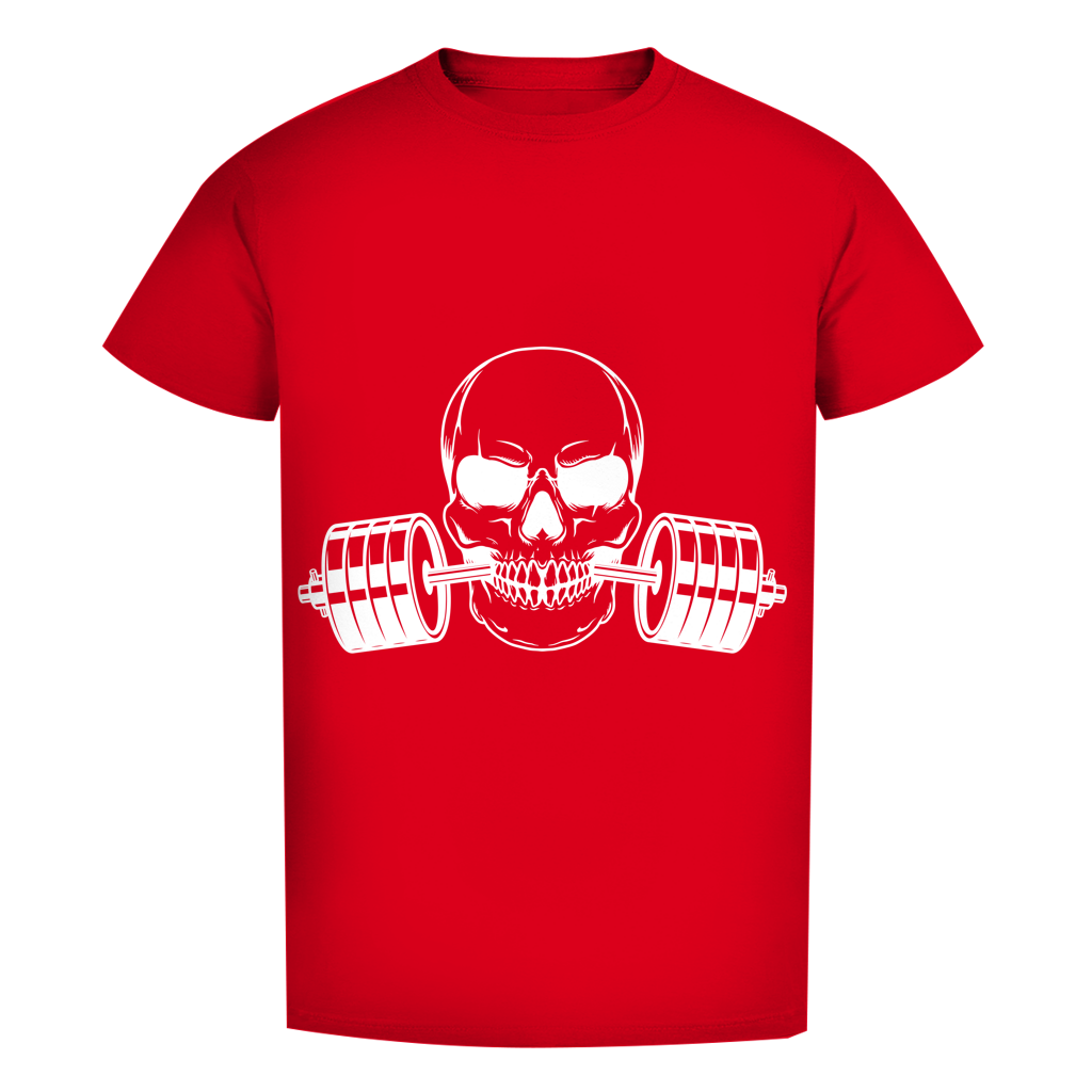 Herren Premium Bio T-Shirt Fitness Totenkopf schwarz