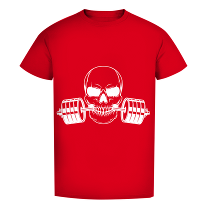 Herren Premium Bio T-Shirt Fitness Totenkopf schwarz
