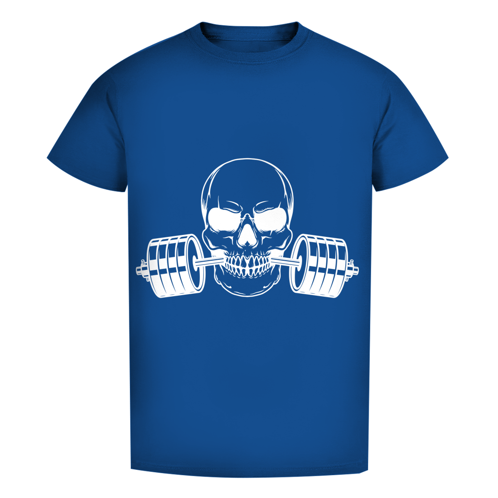 Herren Premium Bio T-Shirt Fitness Totenkopf schwarz