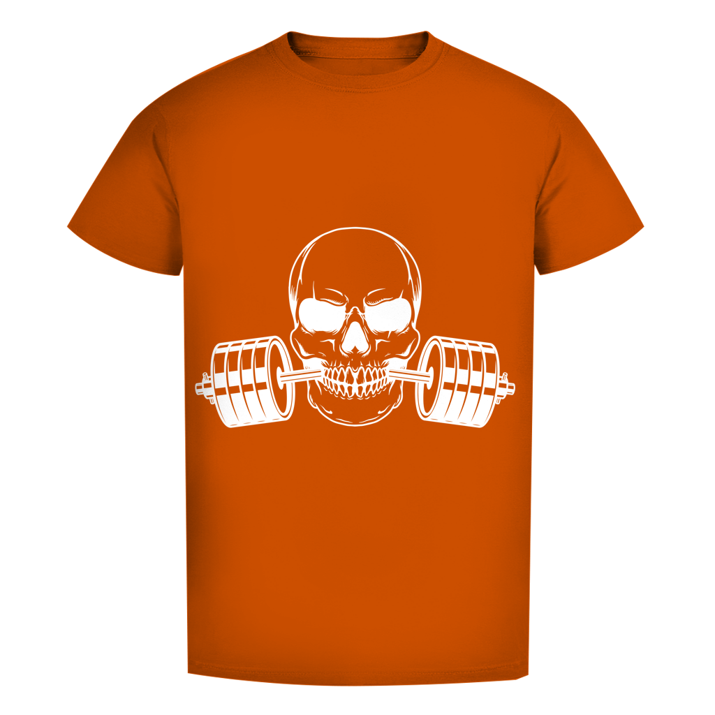 Herren Premium Bio T-Shirt Fitness Totenkopf schwarz