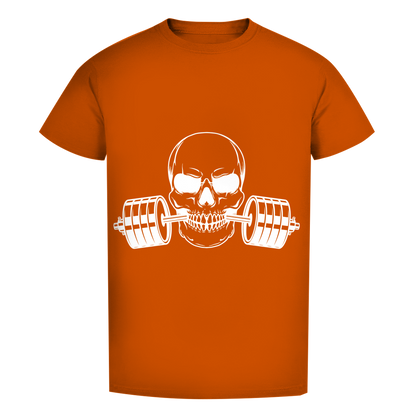 Herren Premium Bio T-Shirt Fitness Totenkopf schwarz