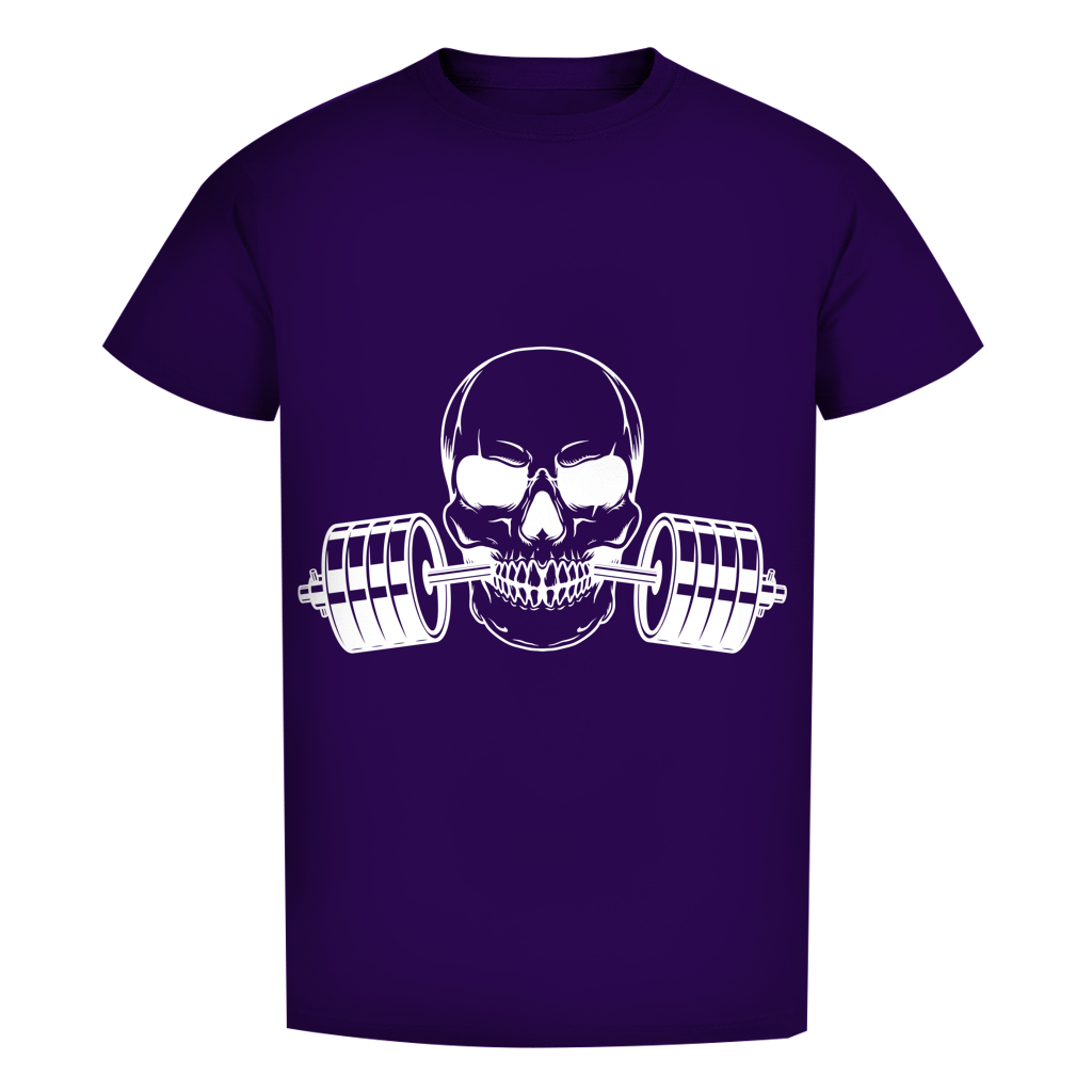 Herren Premium Bio T-Shirt Fitness Totenkopf schwarz
