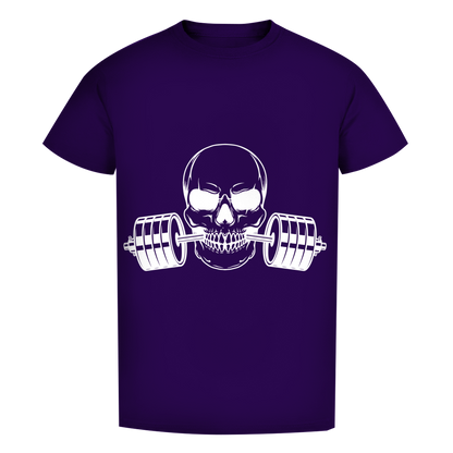 Herren Premium Bio T-Shirt Fitness Totenkopf schwarz