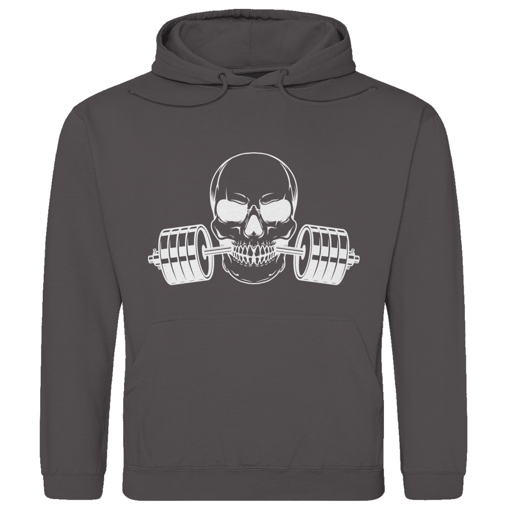 Herren Hoodie Fitness Totenkopf schwarz