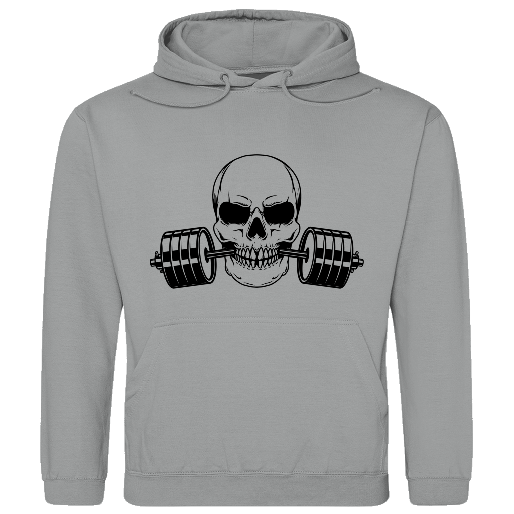 Herren Hoodie Fitness Totenkopf schwarz