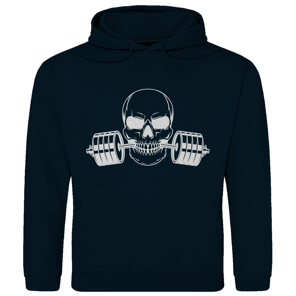 Herren Hoodie Fitness Totenkopf schwarz