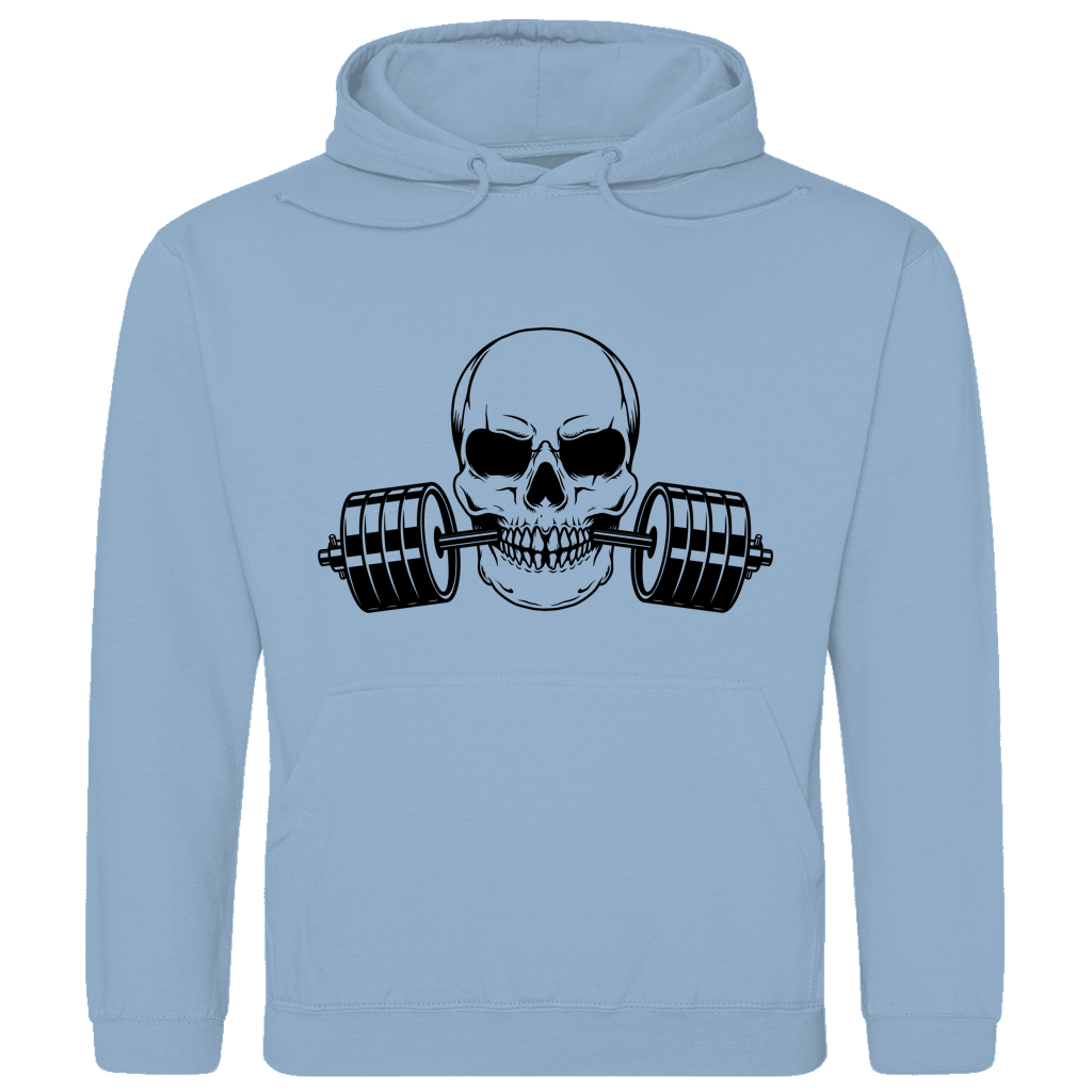 Herren Hoodie Fitness Totenkopf schwarz