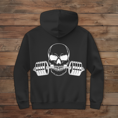 Herren Zipper Hoodie Fitness Totenkopf schwarz