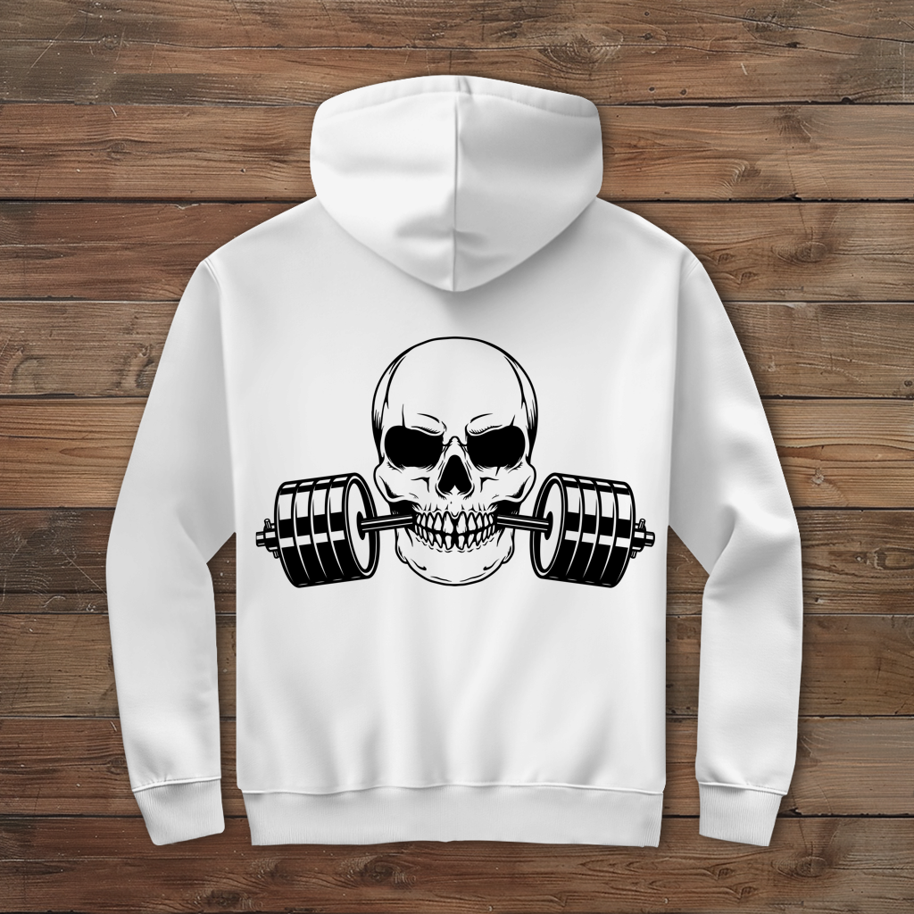 Herren Zipper Hoodie Fitness Totenkopf schwarz