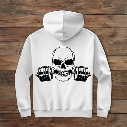 Herren Zipper Hoodie Fitness Totenkopf schwarz