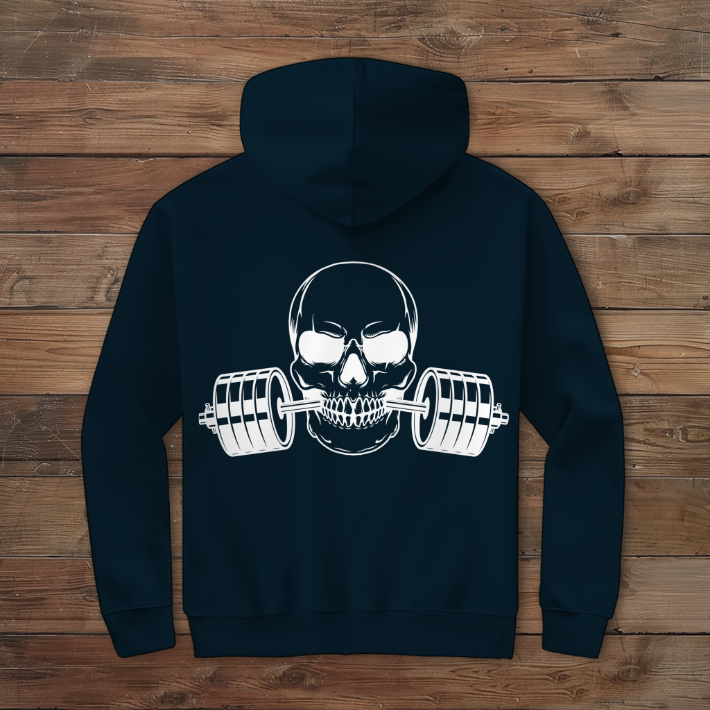 Herren Zipper Hoodie Fitness Totenkopf schwarz