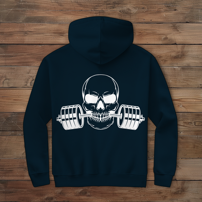 Herren Zipper Hoodie Fitness Totenkopf schwarz