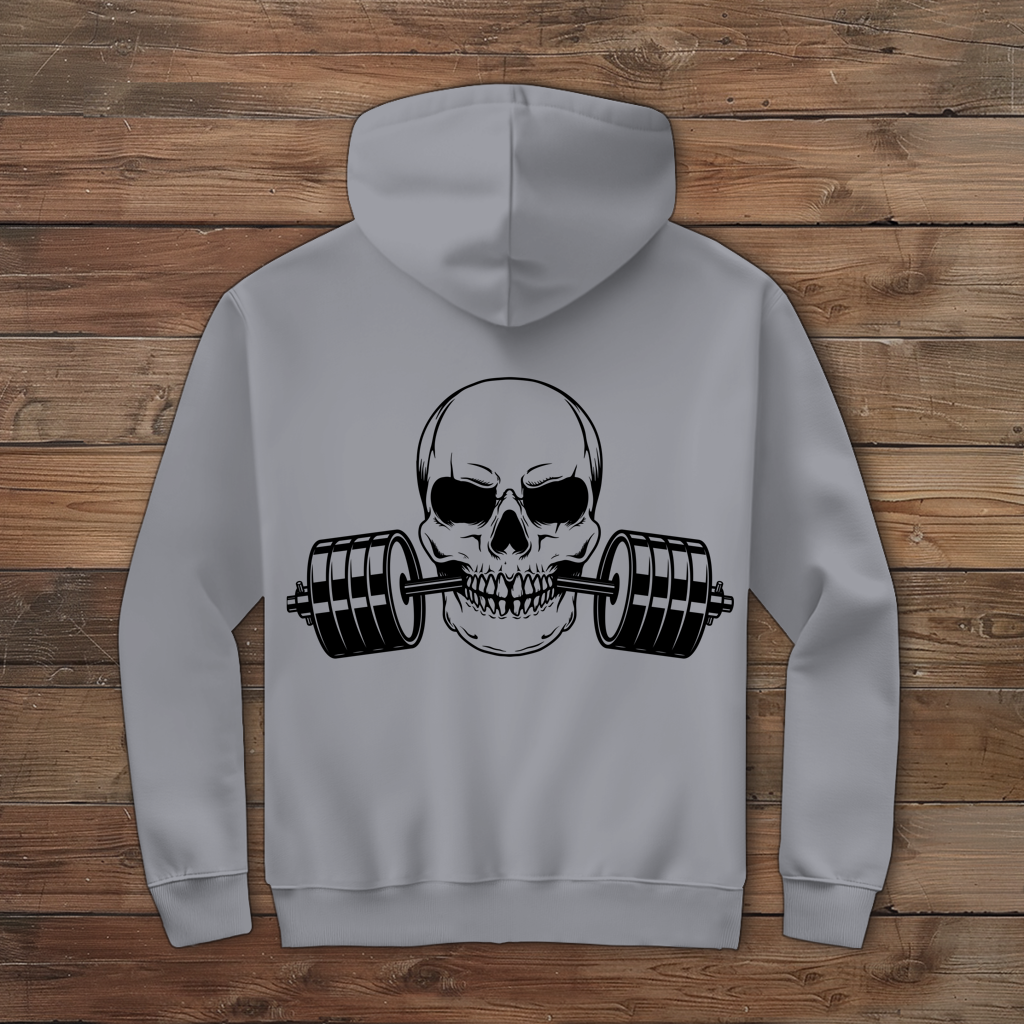 Herren Zipper Hoodie Fitness Totenkopf schwarz