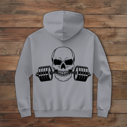Herren Zipper Hoodie Fitness Totenkopf schwarz