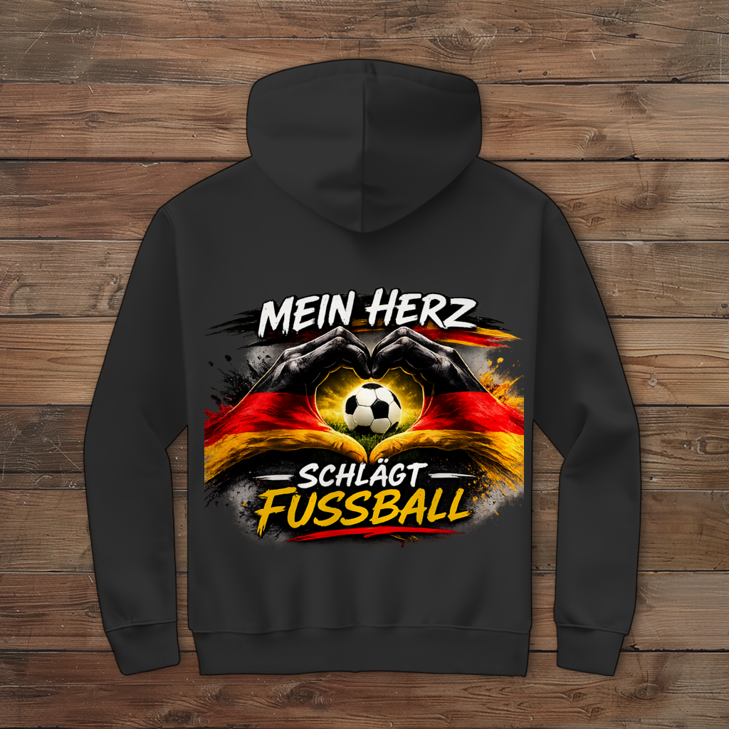 Herren Zipper Hoodie Mein Herz schlägt Fußball