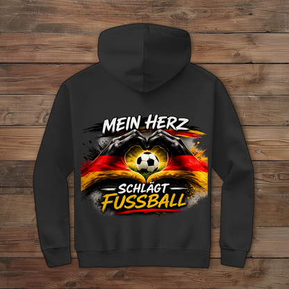 Herren Zipper Hoodie Mein Herz schlägt Fußball