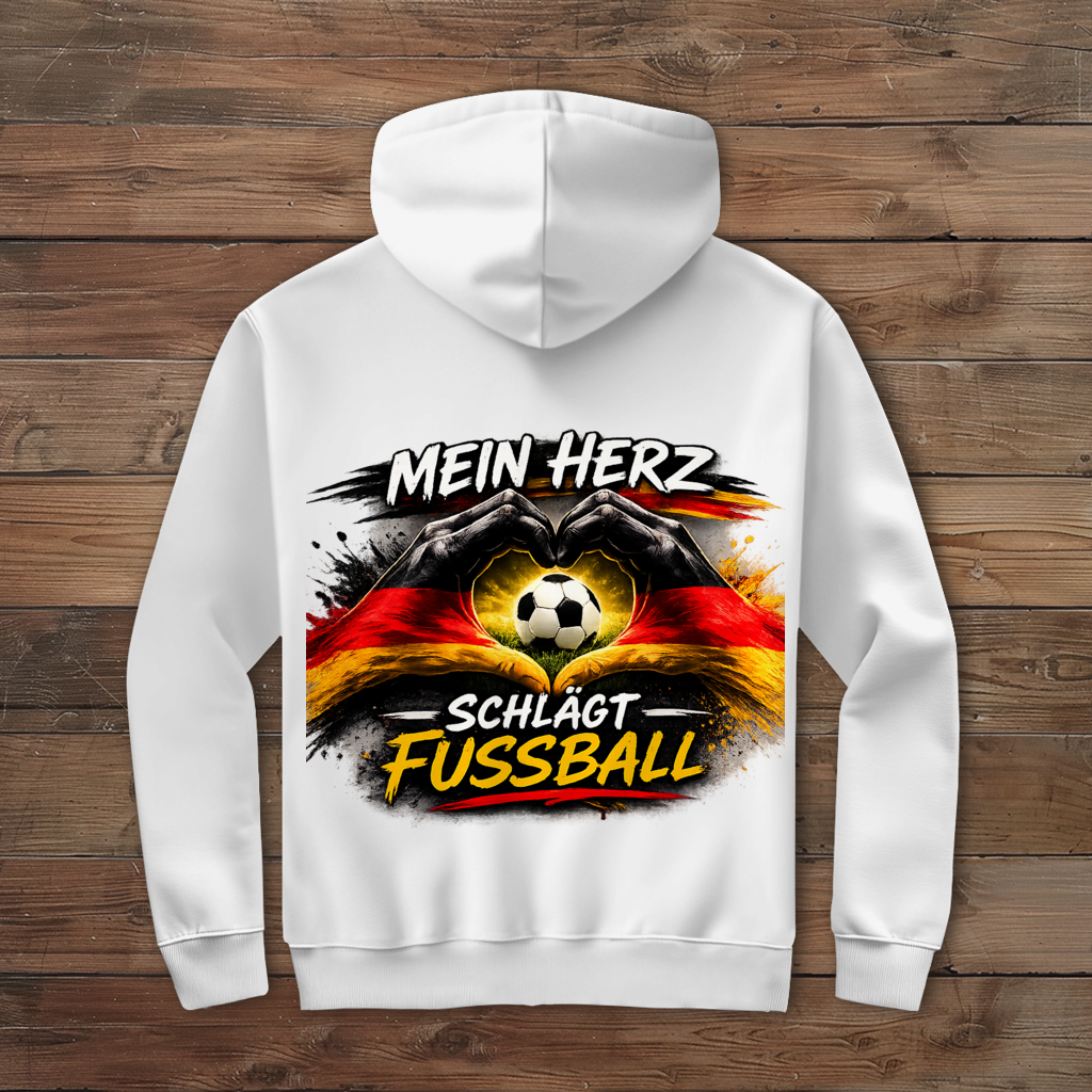 Herren Zipper Hoodie Mein Herz schlägt Fußball