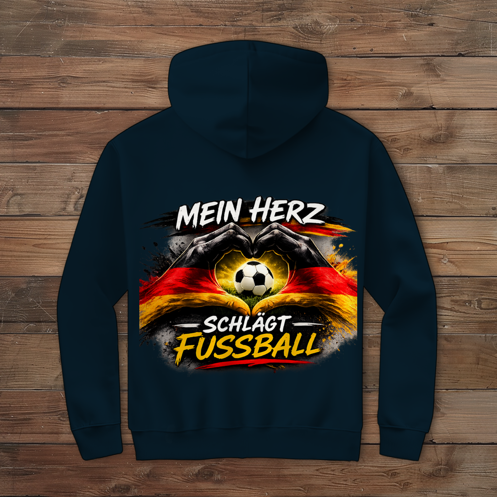 Herren Zipper Hoodie Mein Herz schlägt Fußball