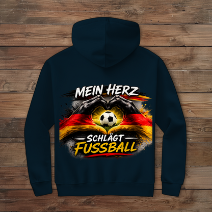Herren Zipper Hoodie Mein Herz schlägt Fußball