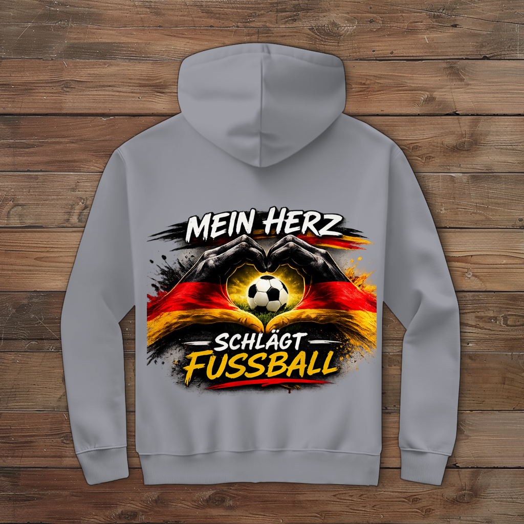 Herren Zipper Hoodie Mein Herz schlägt Fußball