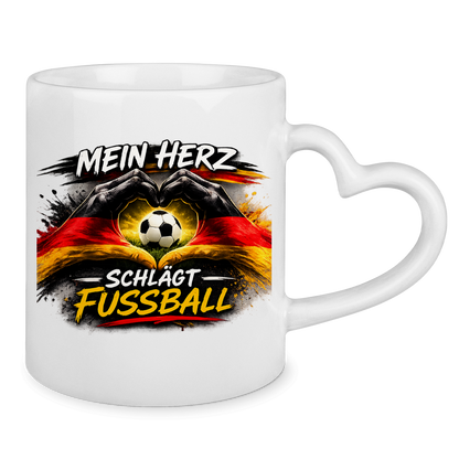 Tasse mit Herzhenkel Mein Herz schlägt Fußball