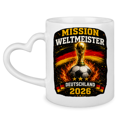 Tasse mit Herzhenkel Mission Weltmeister