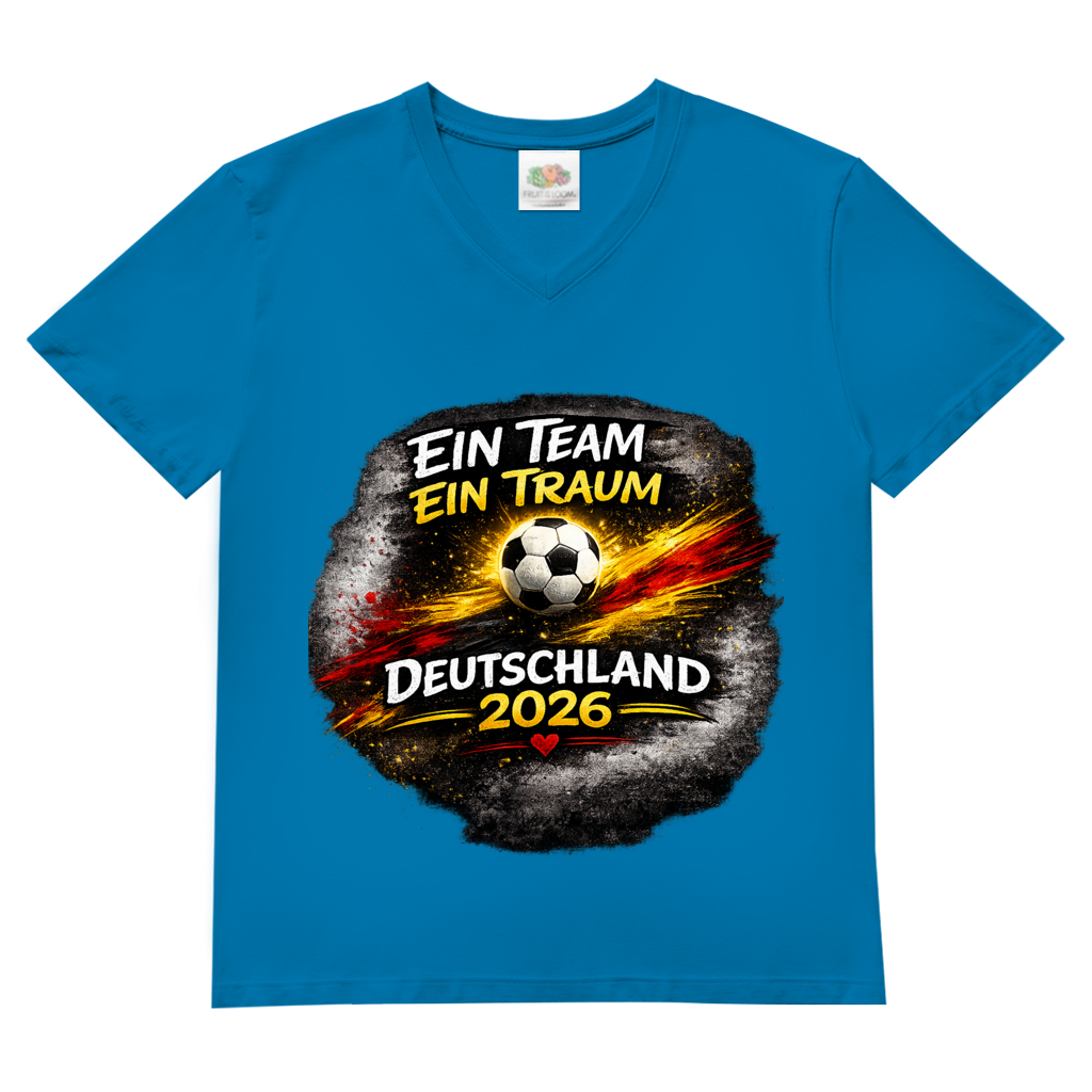Herren Basic V-Neck T-Shirt Ein Team, Ein Traum