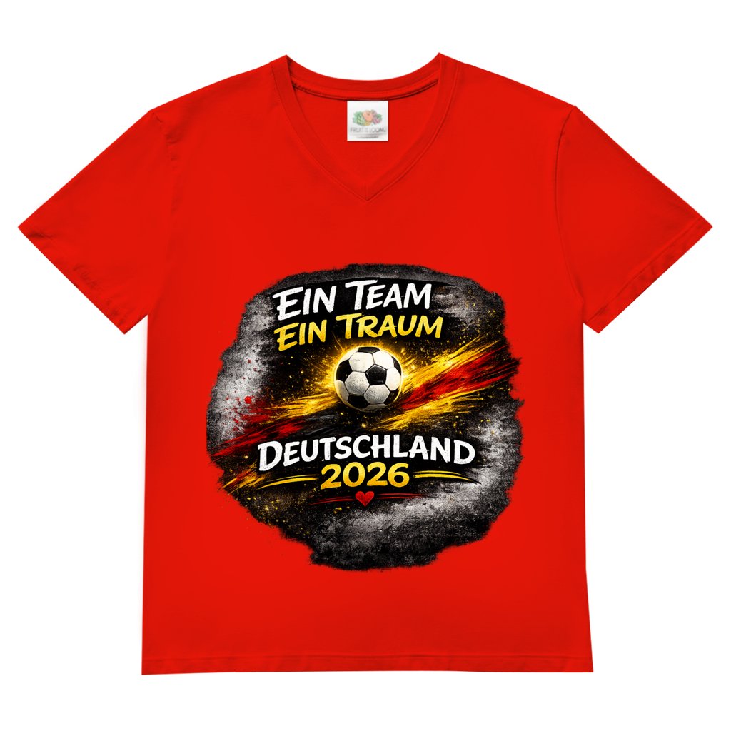 Herren Basic V-Neck T-Shirt Ein Team, Ein Traum