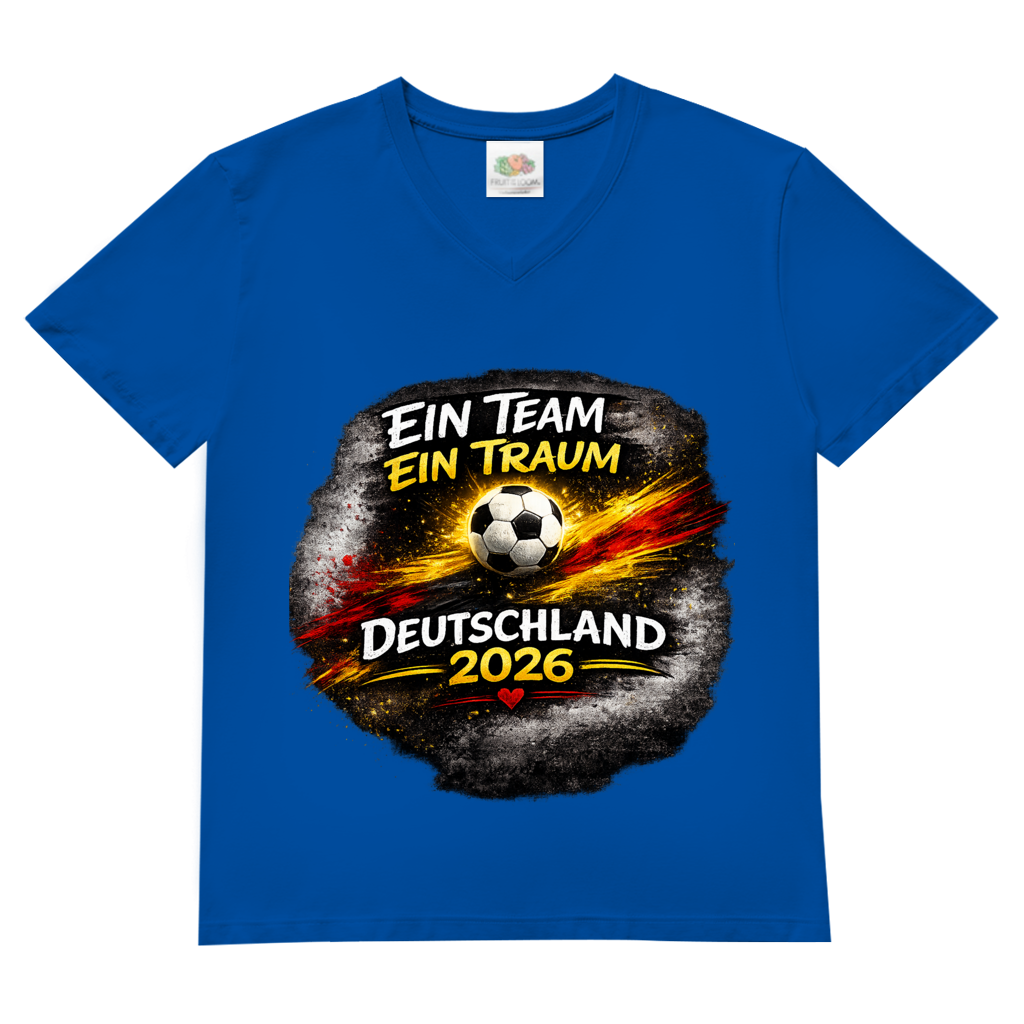 Herren Basic V-Neck T-Shirt Ein Team, Ein Traum