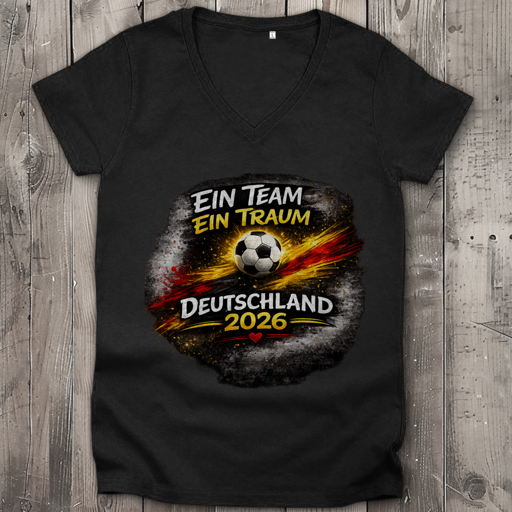 Damen Premium Bio V-Neck T-Shirt Ein Team, Ein Traum