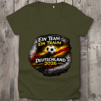 Damen Premium Bio V-Neck T-Shirt Ein Team, Ein Traum