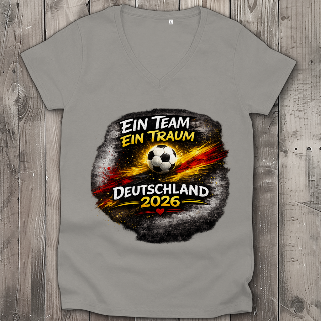 Damen Premium Bio V-Neck T-Shirt Ein Team, Ein Traum