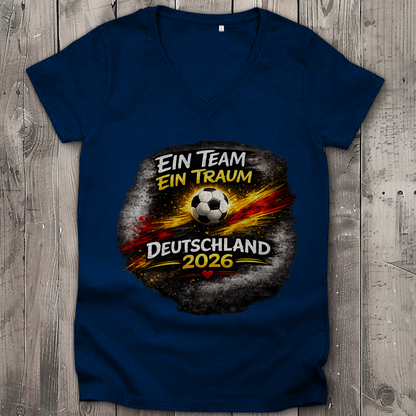 Damen Premium Bio V-Neck T-Shirt Ein Team, Ein Traum