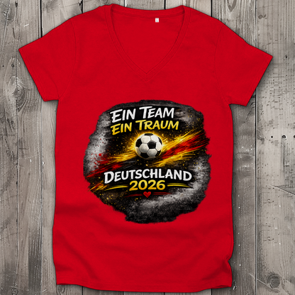 Damen Premium Bio V-Neck T-Shirt Ein Team, Ein Traum
