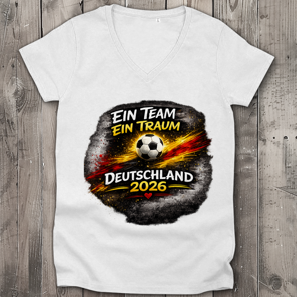 Damen Premium Bio V-Neck T-Shirt Ein Team, Ein Traum