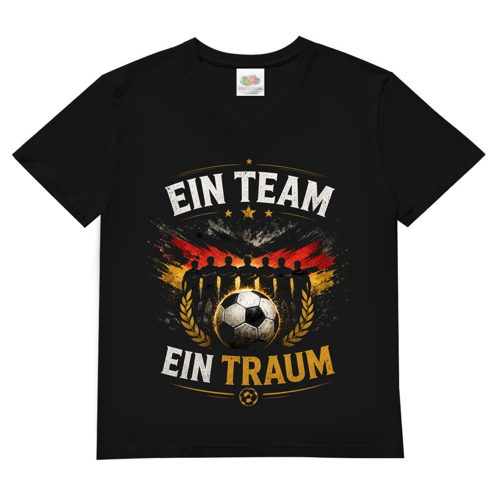 Herren Basic V-Neck T-Shirt Ein Team, ein Traum