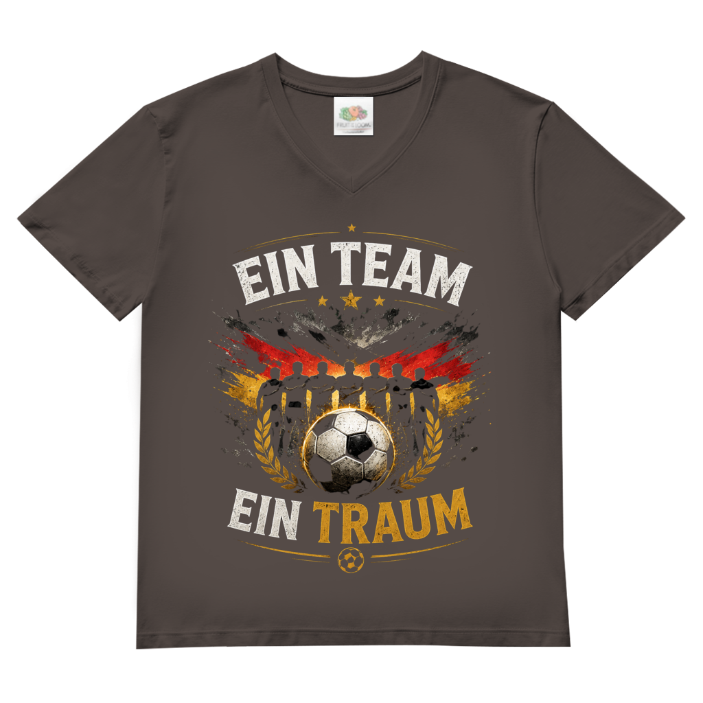 Herren Basic V-Neck T-Shirt Ein Team, ein Traum
