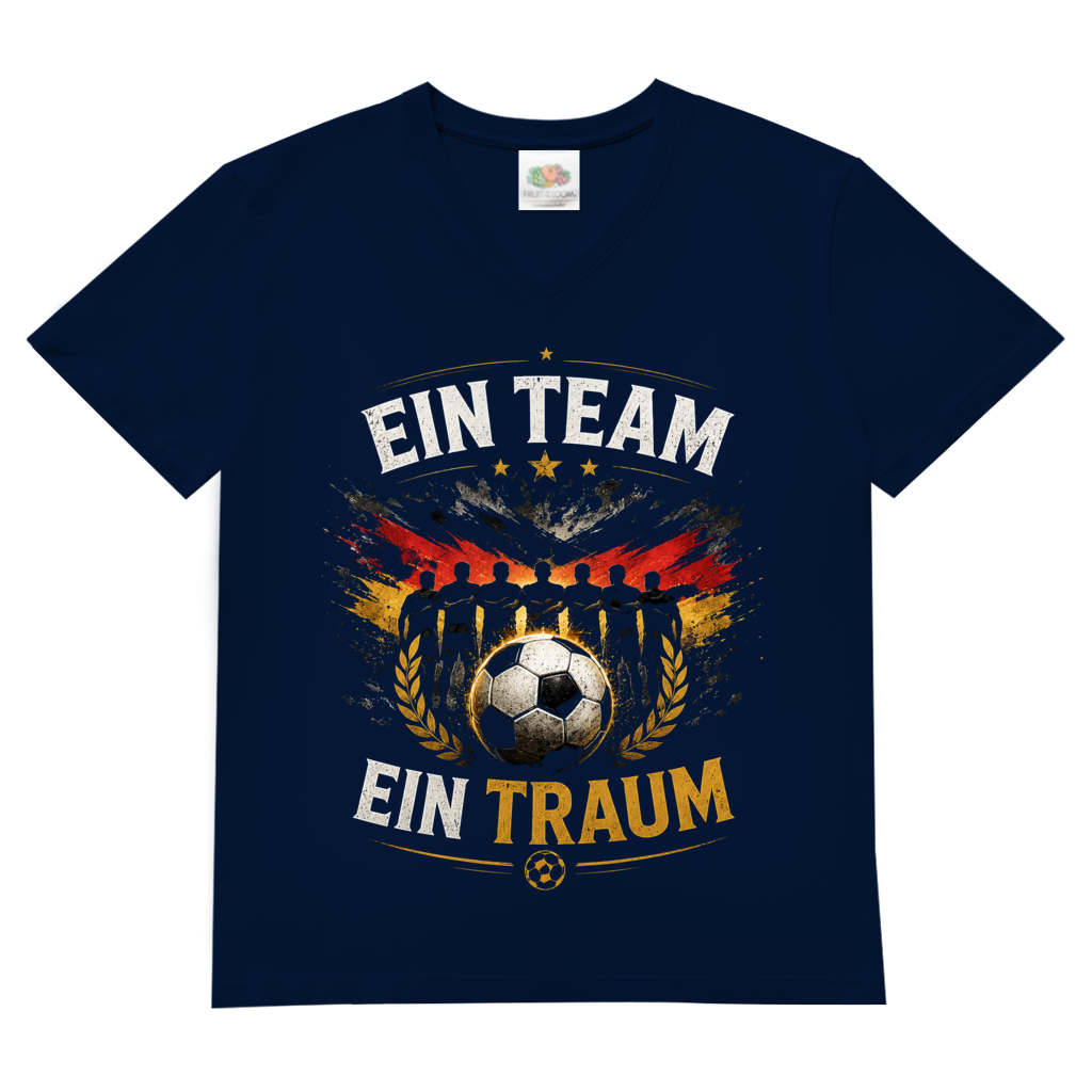 Herren Basic V-Neck T-Shirt Ein Team, ein Traum