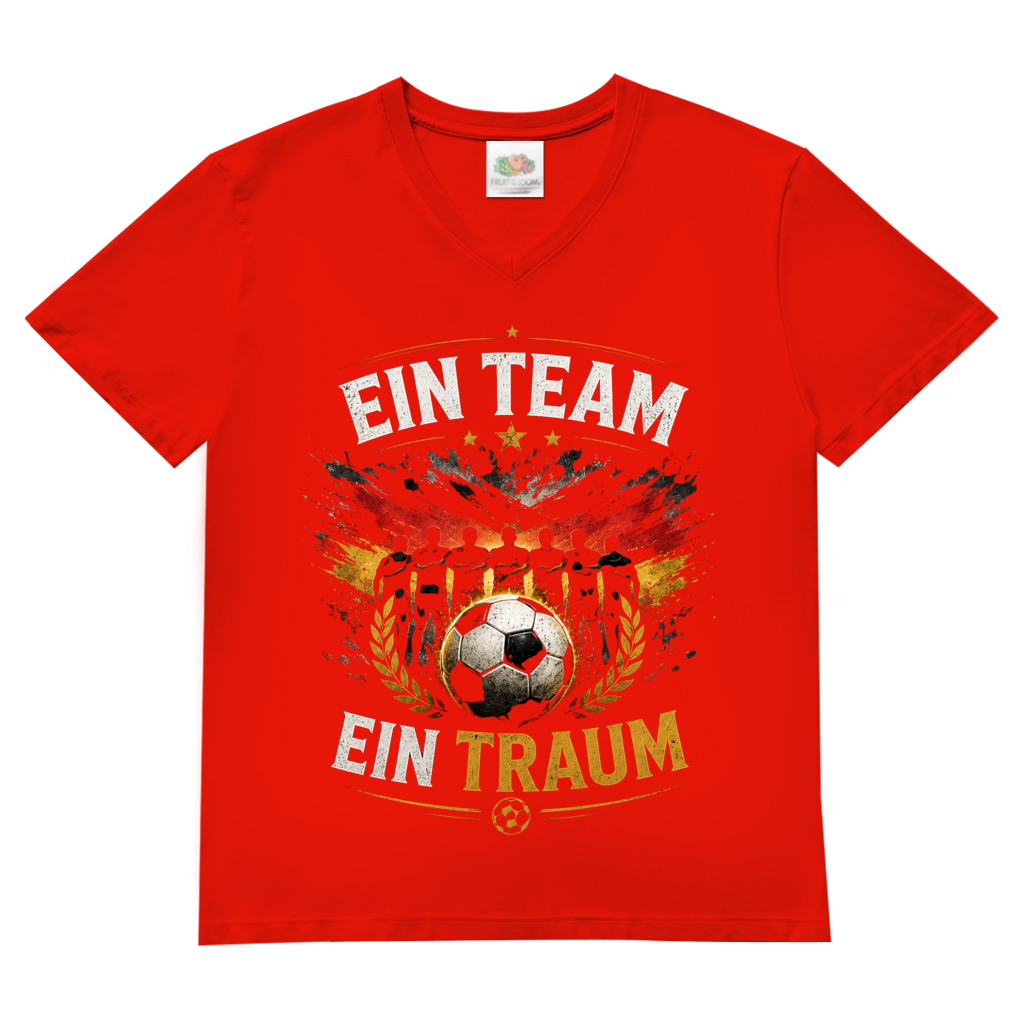 Herren Basic V-Neck T-Shirt Ein Team, ein Traum