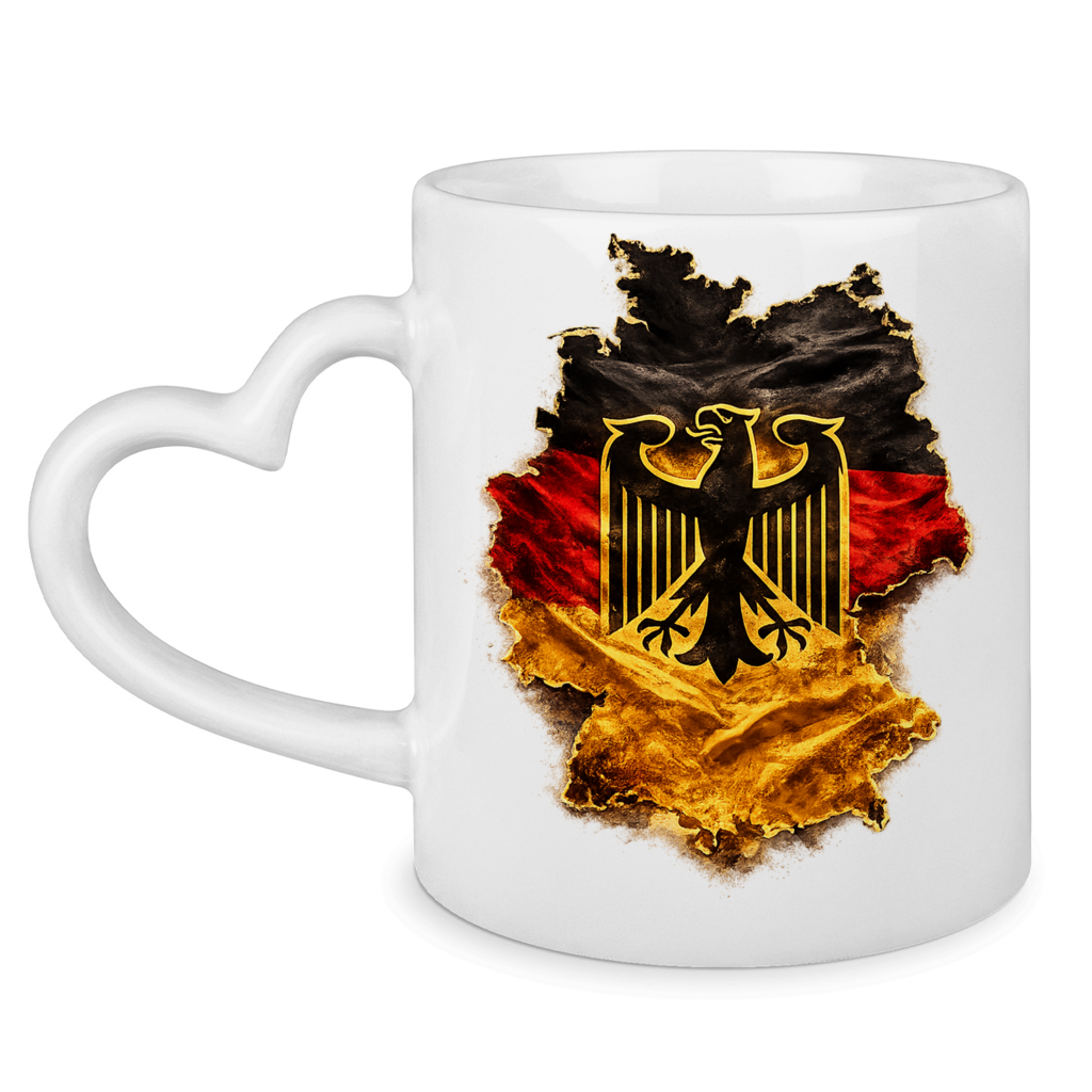 Tasse mit Herzhenkel Deutsche Flagge mit Adler