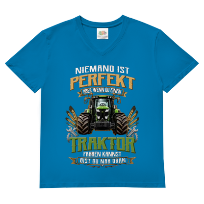 Herren Basic V-Neck T-Shirt Traktor-Design
