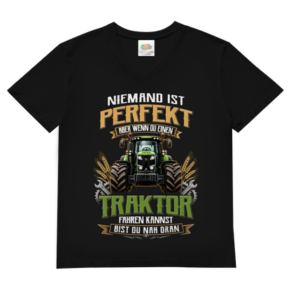 Herren Basic V-Neck T-Shirt Traktor-Design