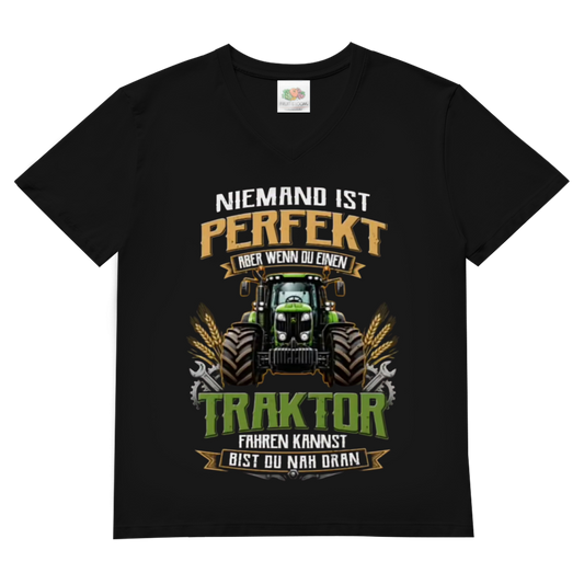 Herren Basic V-Neck T-Shirt Traktor-Design