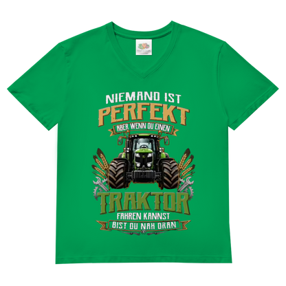 Herren Basic V-Neck T-Shirt Traktor-Design